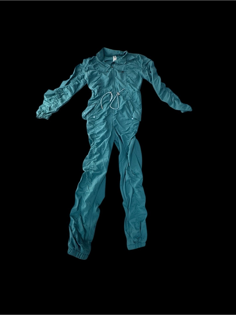 Fabletics x Madelaine Petsch McKenzie Woven Ruched Jumpsuit - Teal xs